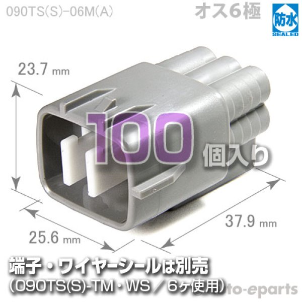 画像1: 090型TS防水/オス6極カプラ(A)100pack (1)